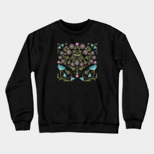 Art Nouveau Morning Glory Garden Crewneck Sweatshirt by LittleBunnySunshine